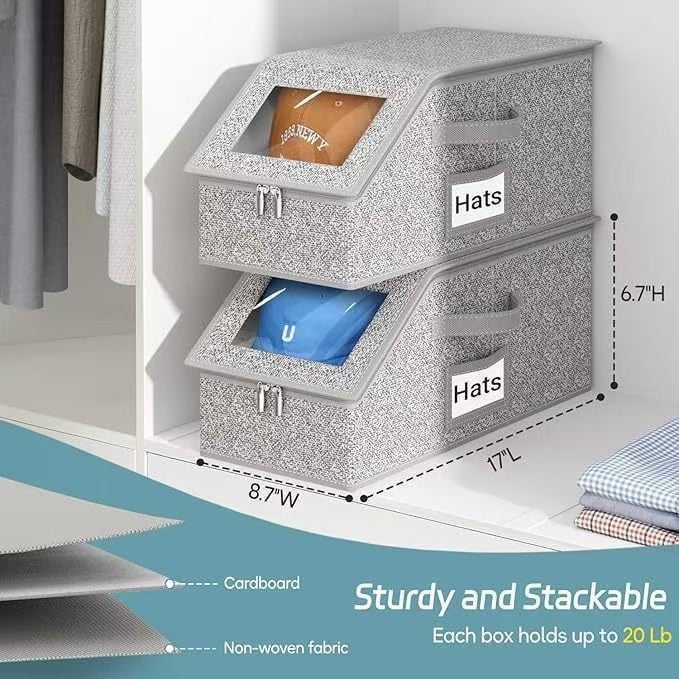 Stackable Baseball Cap Organizer Box