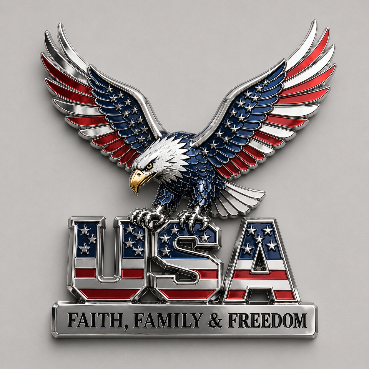 USA Faith, Family & Freedom 3D Metal Emblem