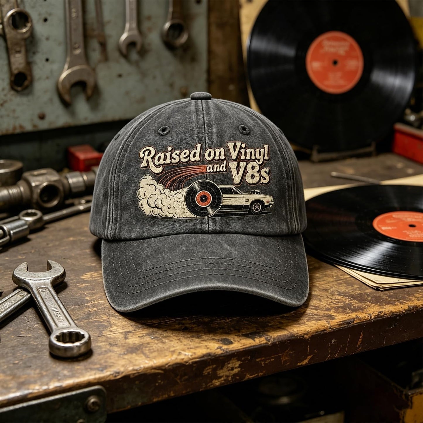 "Raised on Vinyl and V8s" The Gearhead Classic Cap