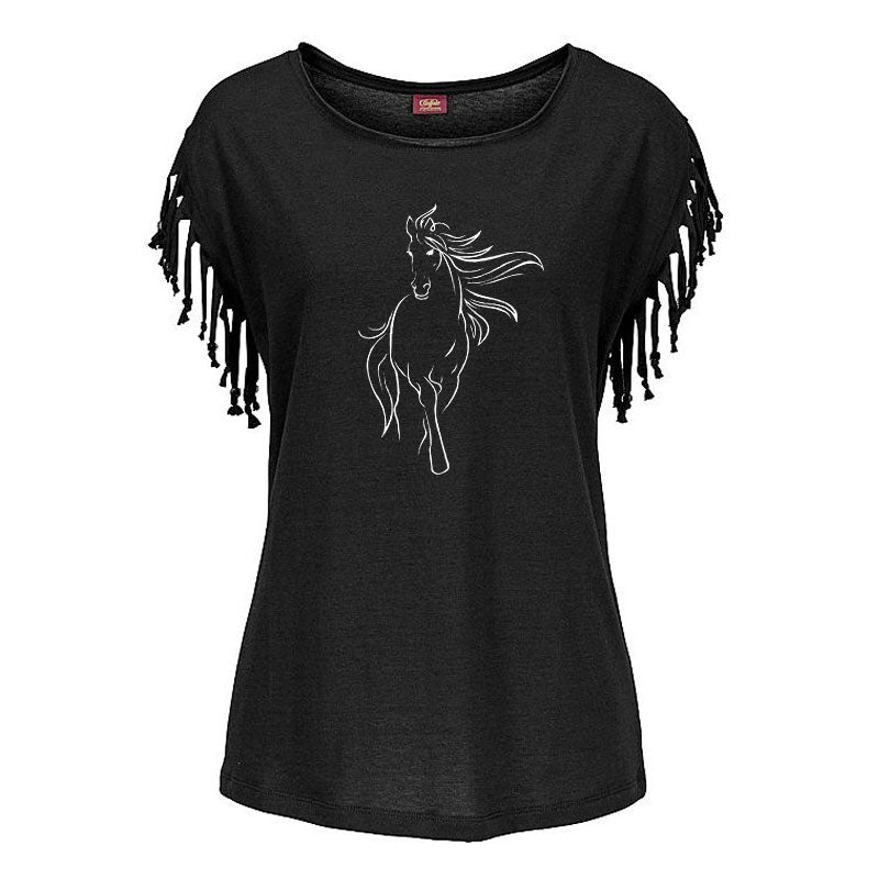 2020 New Creative Horse Women Cotton Tassel Casual T-shirt Clothing animals Tees Short Sleeve O-neck Women's t shirt