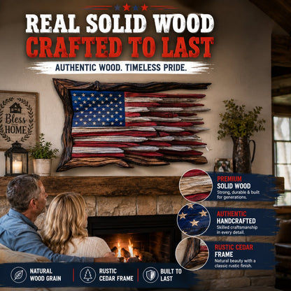 America’s 250th Anniversary Handcrafted Wooden Flag Wall Art