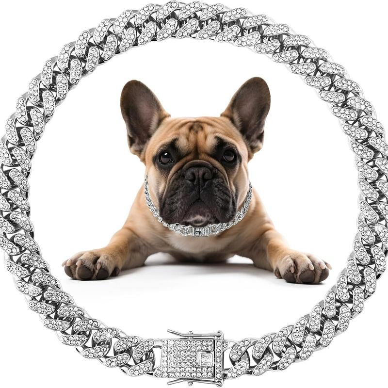 🔥 Iced-Out Cuban Link Collar – The Ultimate Bling Chain for Cats & Dogs 🐱🐶