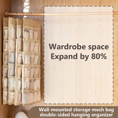 Bra and Underwear Closet Hanging Organizer with 12+18 Pockets