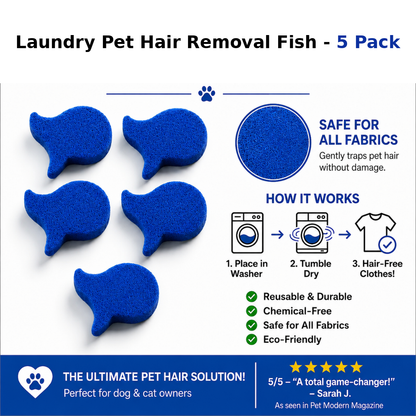 Reusable Pet Hair Removal Fish for Laundry - 5 Pack