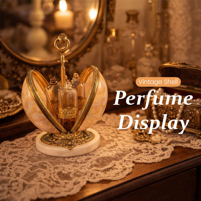 🕯 Vintage Shell Perfume Display(includes 4 empty perfume decanters)