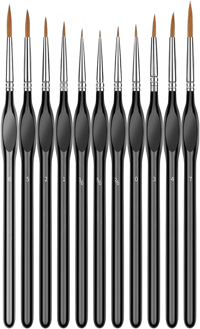 11 Pcs Miniature Paint Brushes with Triangular Handles