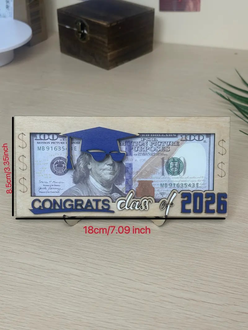 🔥Graduation 2026 Money Holder-Unique Wooden Cash Gift Box for Class of 2026🎓