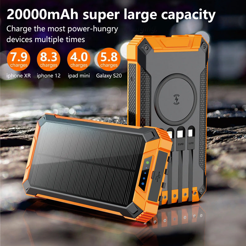 1 Hot Sale 20,000mAh Qi Wireless Solar Power Bank
