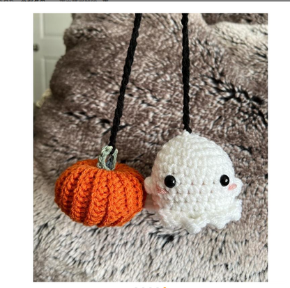 Ghost Pumpkin Crochet Charm
