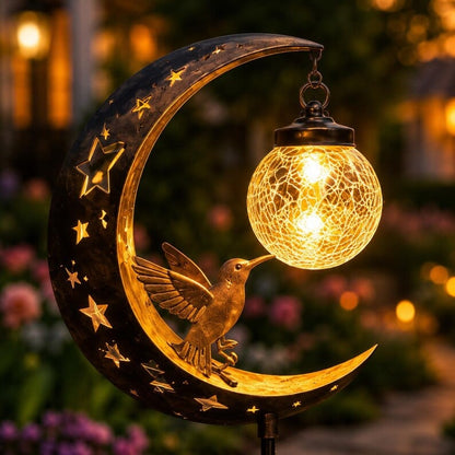 Hummingbird Moon Solar Garden Stake Light