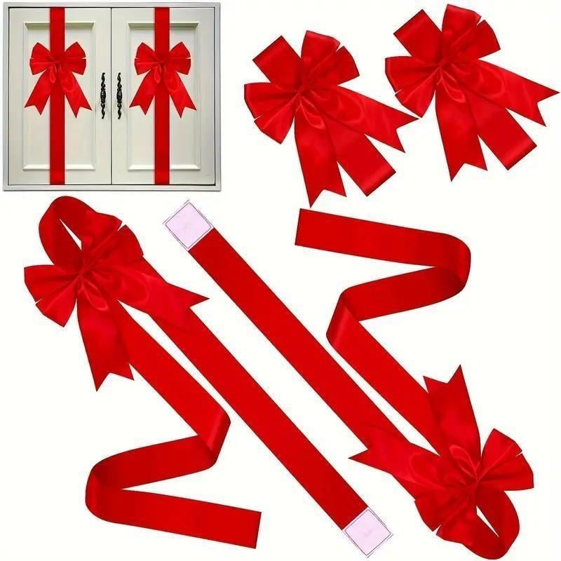 🔥Last Day 49% OFFHoliday Christmas Cabinet Door Fringe Lime Red Large Bow Wreath 79 x 2.4 Inches Polyester Fiber No Batteries Needed Festive Home Decoration