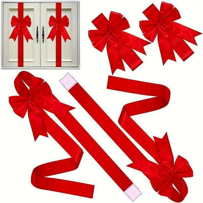 🔥Last Day 49% OFFHoliday Christmas Cabinet Door Fringe Lime Red Large Bow Wreath 79 x 2.4 Inches Polyester Fiber No Batteries Needed Festive Home Decoration