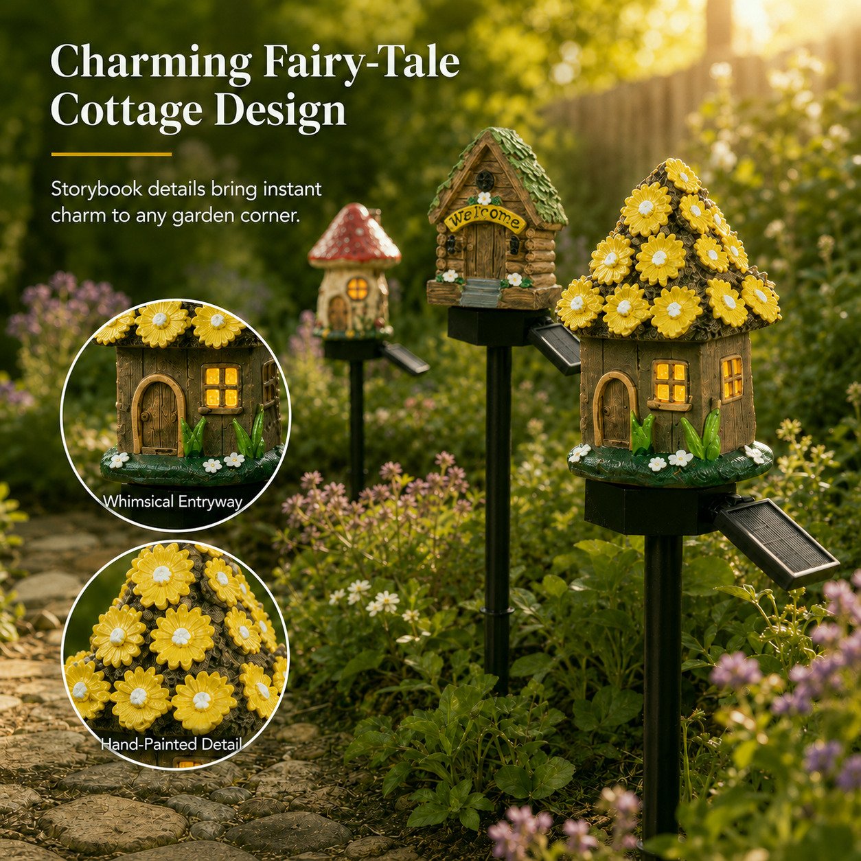 Solar Fairy Cottage Garden Lights – Mushroom House Outdoor Decor
