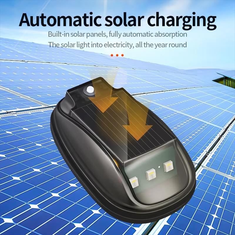 🔥Solar-powered RGB strobe light on car roof with remote control💡