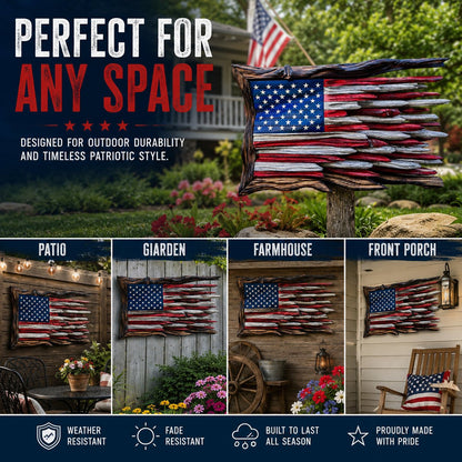 America’s 250th Anniversary Handcrafted Wooden Flag Wall Art