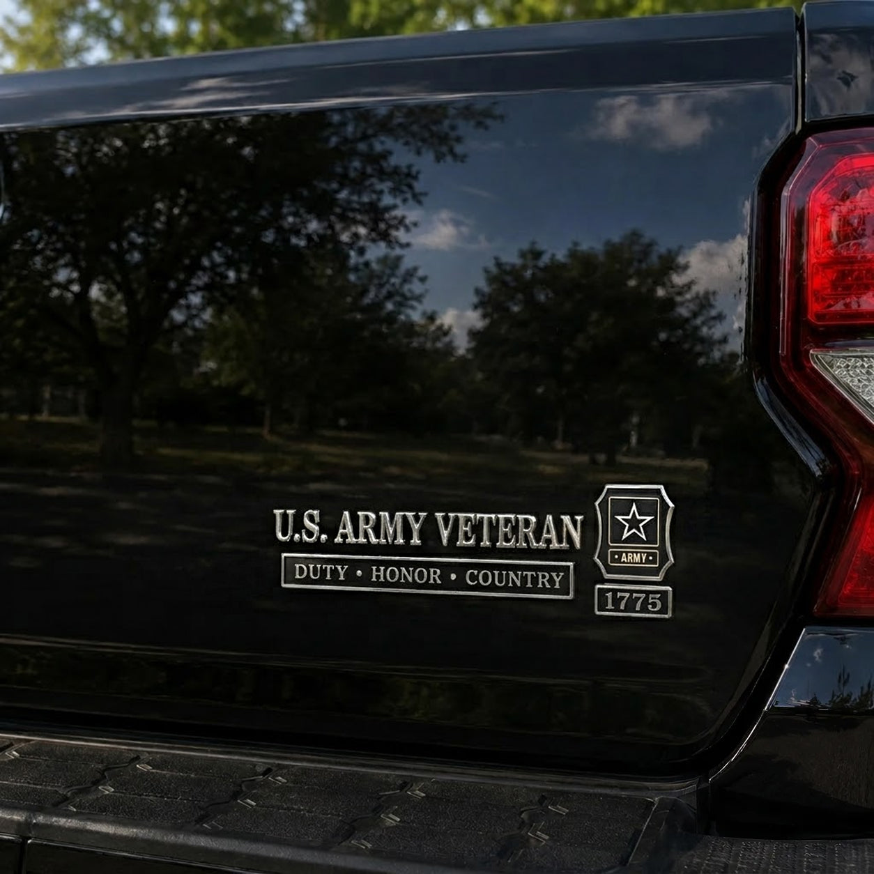 U.S. Army Veteran 3D Metal Car Emblem – Duty Honor Country Badge for Trucks & SUVs