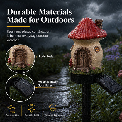 Solar Fairy Cottage Garden Lights – Mushroom House Outdoor Decor