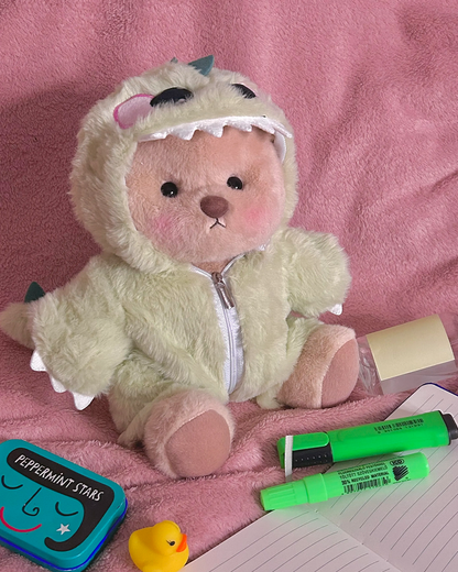 Furry Dino Bear | Handmade Jointed Teddy Bear Gift