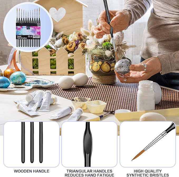 11 Pcs Miniature Paint Brushes with Triangular Handles