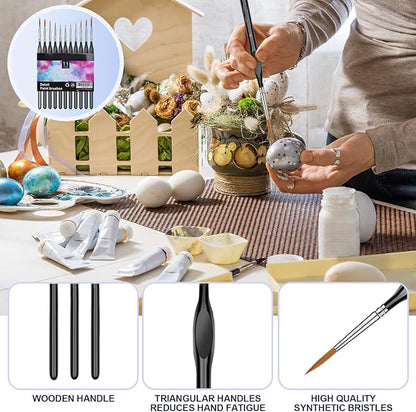 11 Pcs Miniature Paint Brushes with Triangular Handles