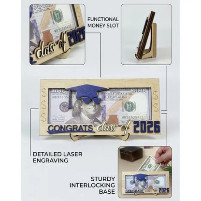 🔥Graduation 2026 Money Holder-Unique Wooden Cash Gift Box for Class of 2026🎓