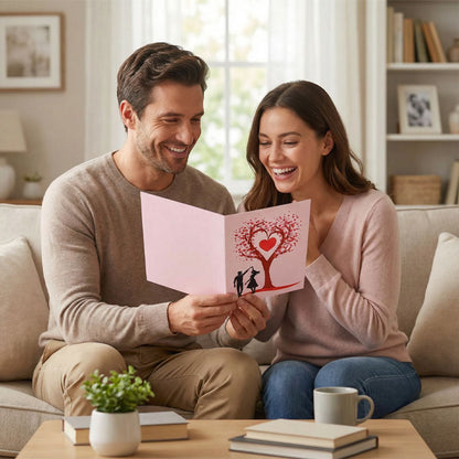 Romantic "Dancing Under the Heart Tree" 3D Greeting Card