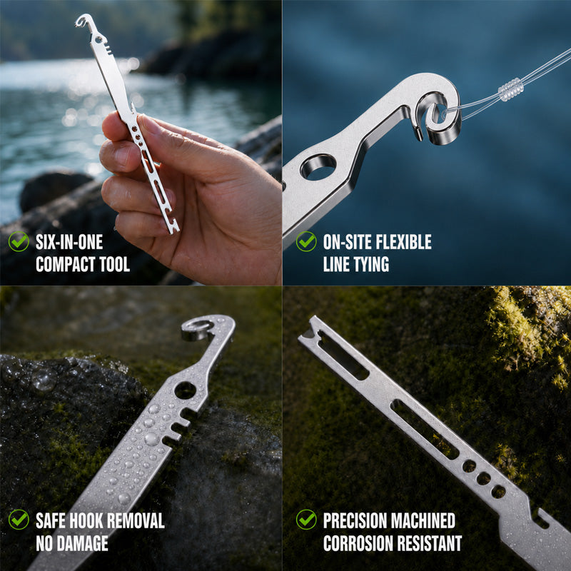6-in-1 Fishing Knot Tying & Hook Remover Tool