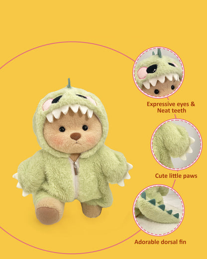 Furry Dino Bear | Handmade Jointed Teddy Bear Gift