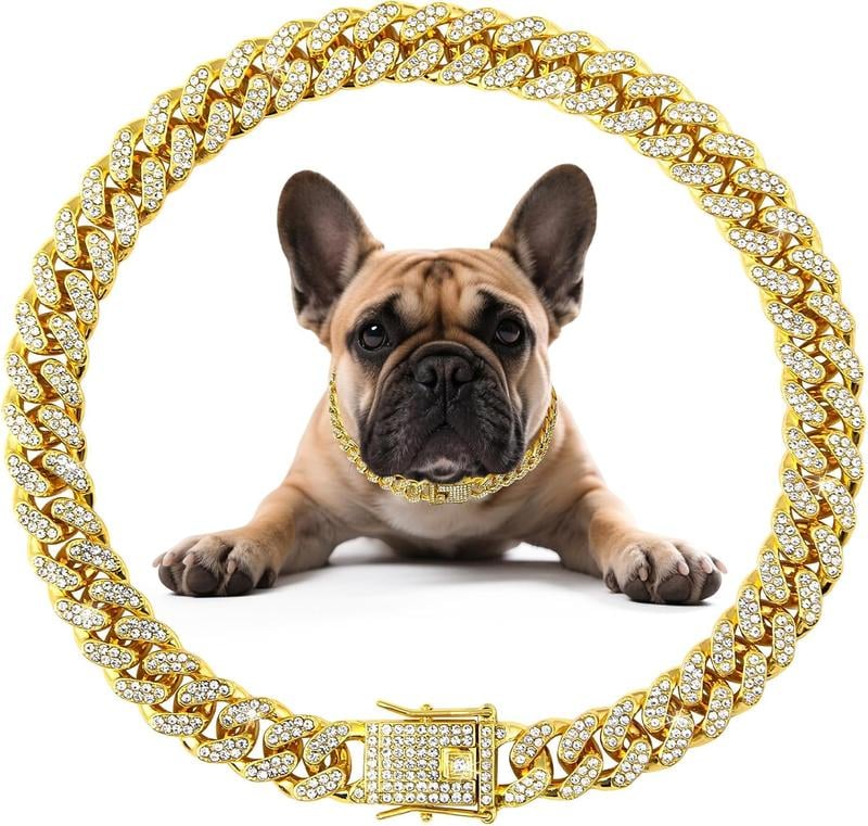 🔥 Iced-Out Cuban Link Collar – The Ultimate Bling Chain for Cats & Dogs 🐱🐶