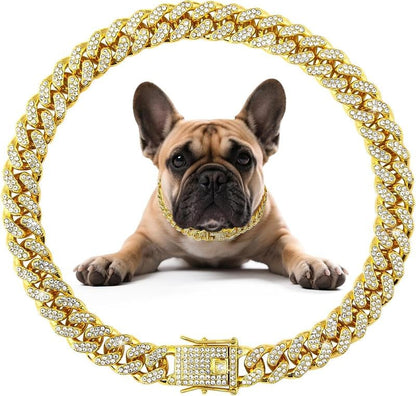 🔥 Iced-Out Cuban Link Collar – The Ultimate Bling Chain for Cats & Dogs 🐱🐶