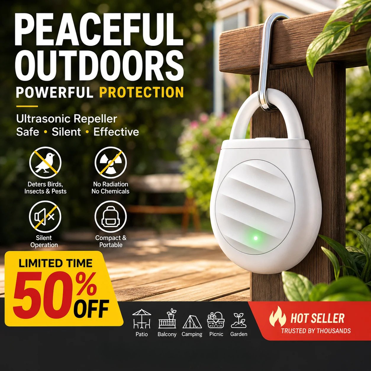 🐦Portable Ultrasonic Bird Repeller – Compact & Rechargeable