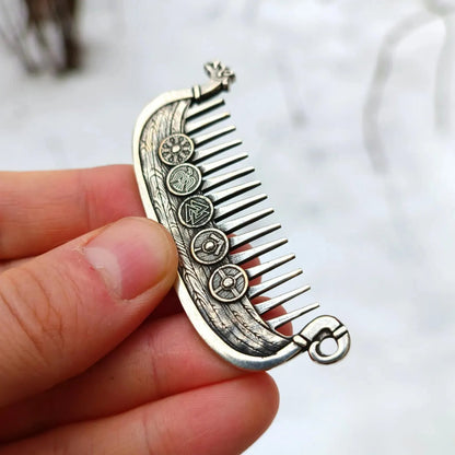 Last Day — 44% OFF Viking Drakkar Beard Comb | Hand-Cast Metal Artifact 🛡️