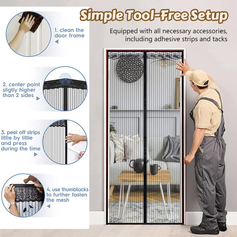 Magnetic Screen Door for Fresh Air & Bug Protection