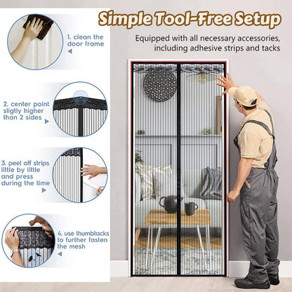 Magnetic Screen Door for Fresh Air & Bug Protection