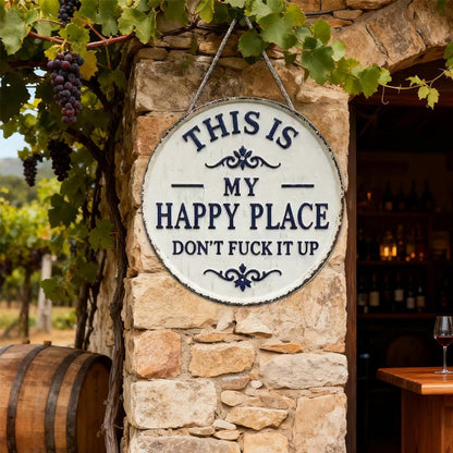 Funny “Happy Place” Porch Sign for Patios, Gardens & Front Doors