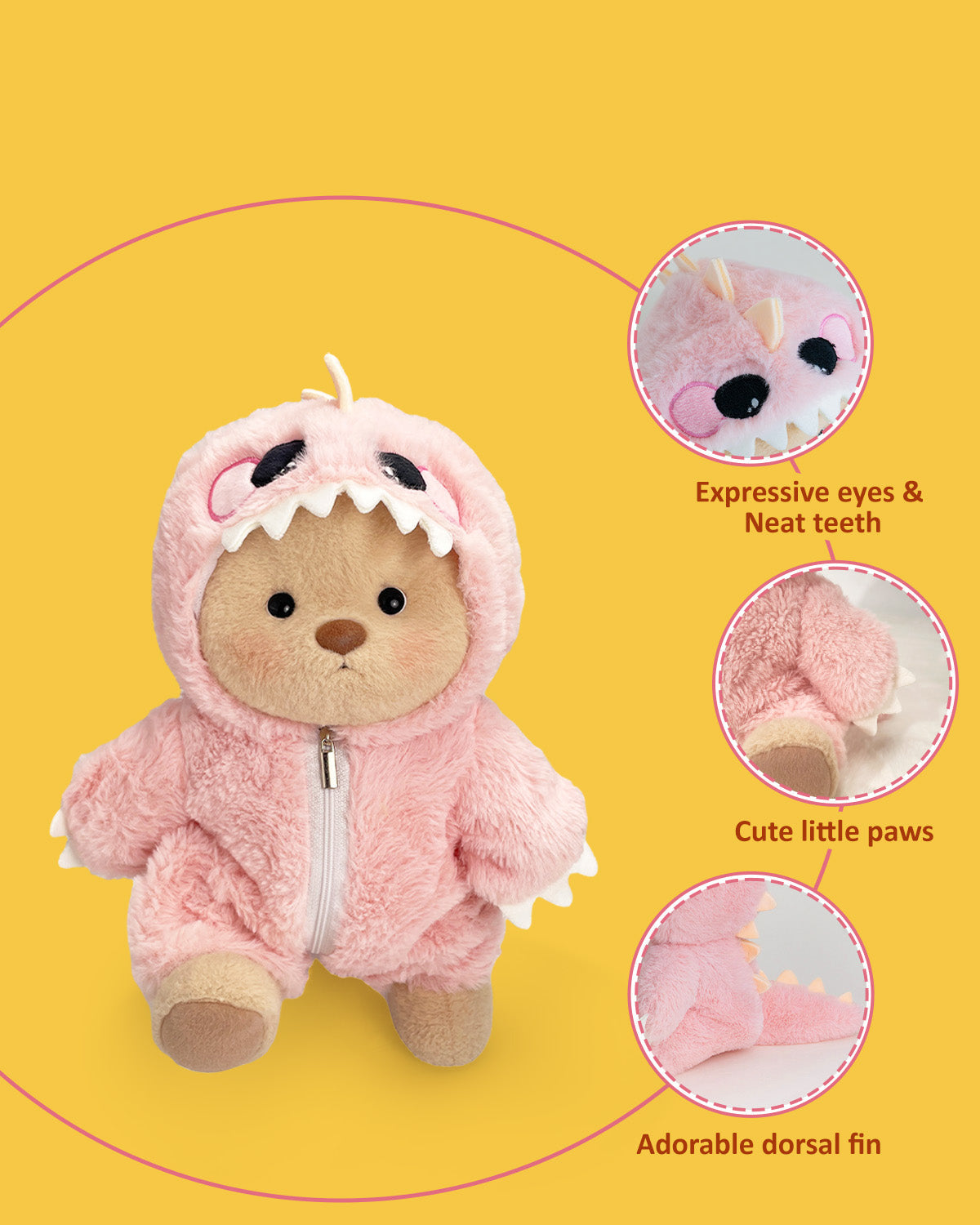 Furry Dino Bear | Handmade Jointed Teddy Bear Gift