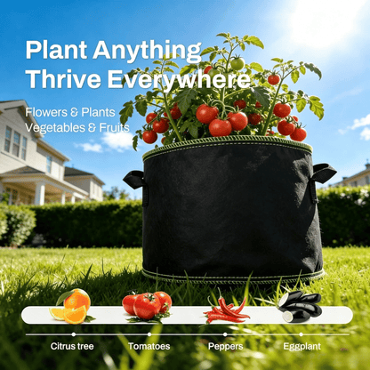 Heavy-Duty Fabric Grow Bags — Choose 2, 5 or 10 Gallon