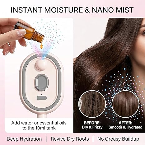 🔥 3-in-1 Mist Massage & Self-Cleaning Hair Brush