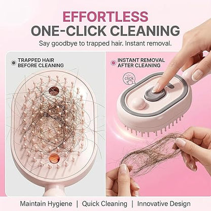 🔥 3-in-1 Mist Massage & Self-Cleaning Hair Brush