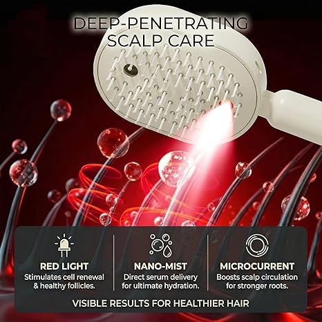 🔥 3-in-1 Mist Massage & Self-Cleaning Hair Brush