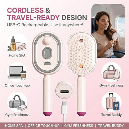🔥 3-in-1 Mist Massage & Self-Cleaning Hair Brush
