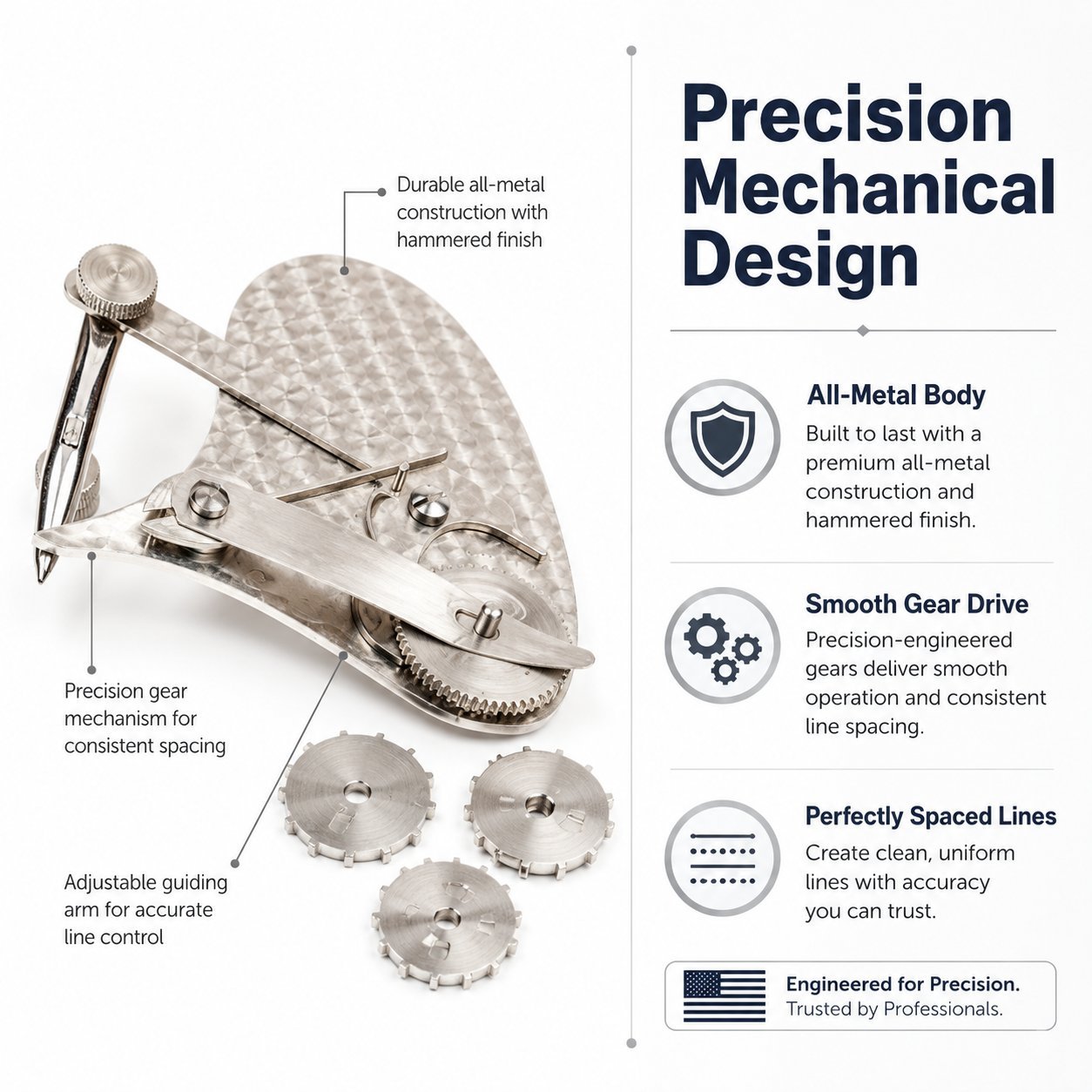 ✒️ Mechanical Gear Train Ruling Pen
