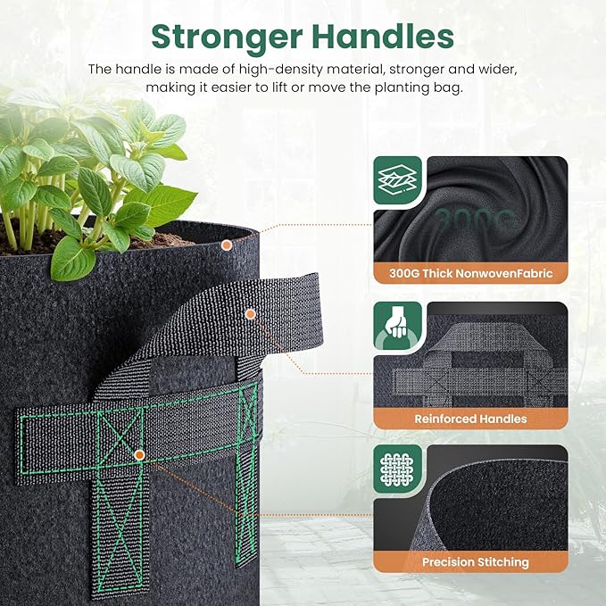 Heavy-Duty Fabric Grow Bags — Choose 2, 5 or 10 Gallon