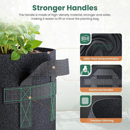 Heavy-Duty Fabric Grow Bags — Choose 2, 5 or 10 Gallon