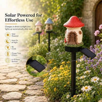Solar Fairy Cottage Garden Lights – Mushroom House Outdoor Decor