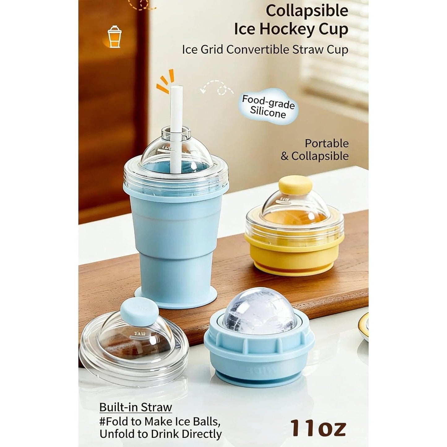 🔥NEW HOT SELLING 40% OFF 🔥 2-in-1 Collapsible Silicone Ice Ball Maker Cup