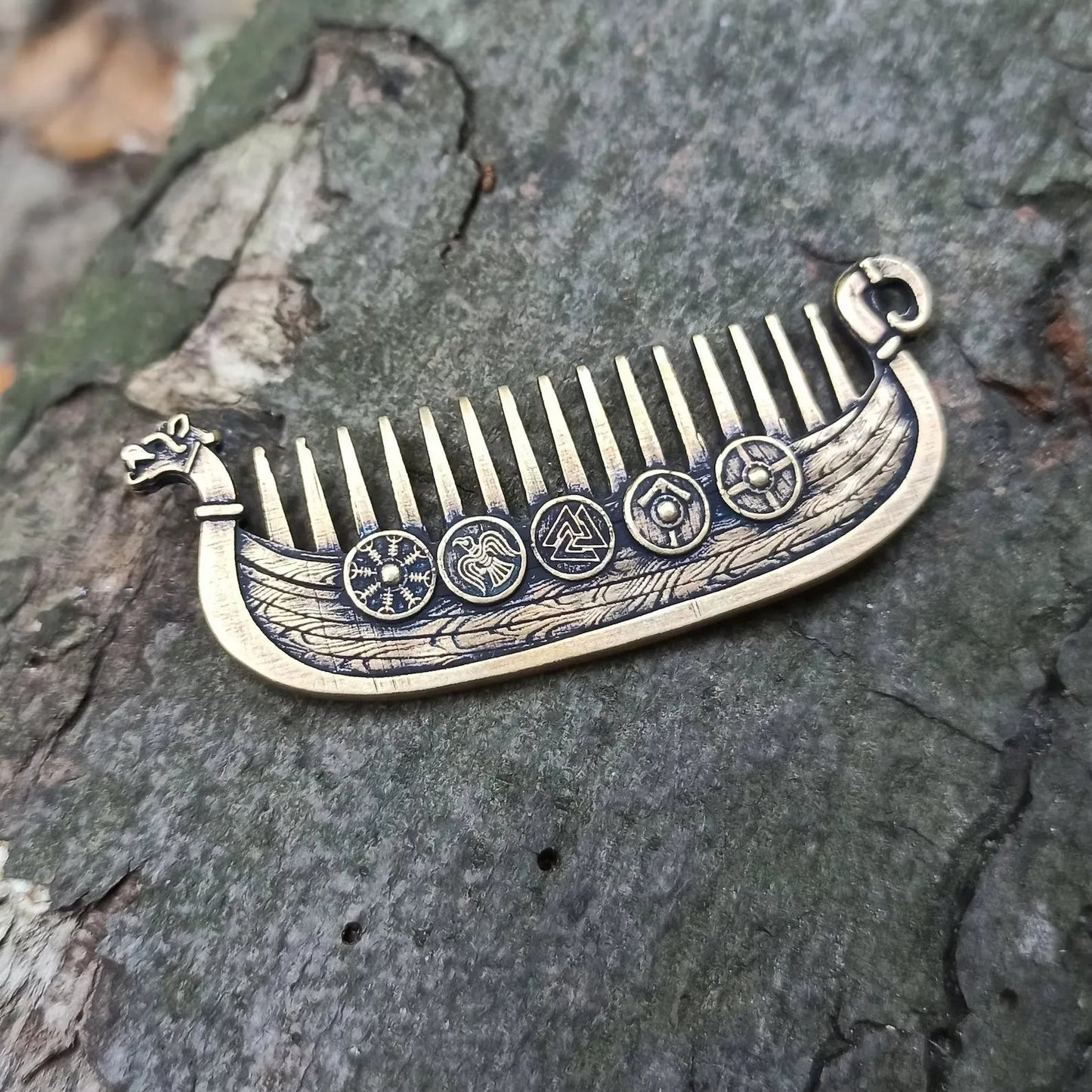 Last Day — 44% OFF Viking Drakkar Beard Comb | Hand-Cast Metal Artifact 🛡️