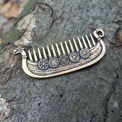 Last Day — 44% OFF Viking Drakkar Beard Comb | Hand-Cast Metal Artifact 🛡️