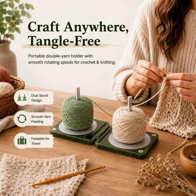 🧶Tangle-Free Portable Yarn Holder for Crochet & Knitting