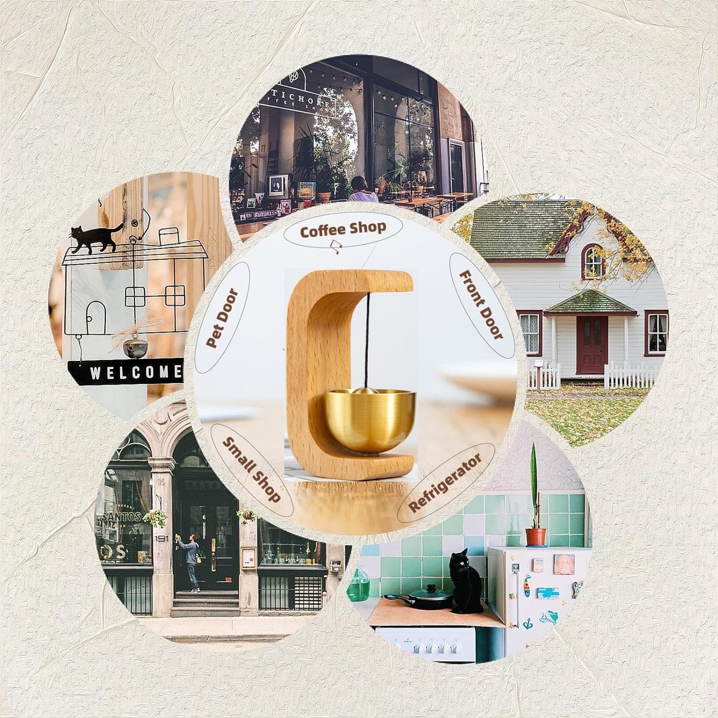 🔔 Magnetic Wooden Doorbell for All Materials